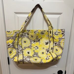 Thirty-One Floral Yellow and Gray Tote Bag